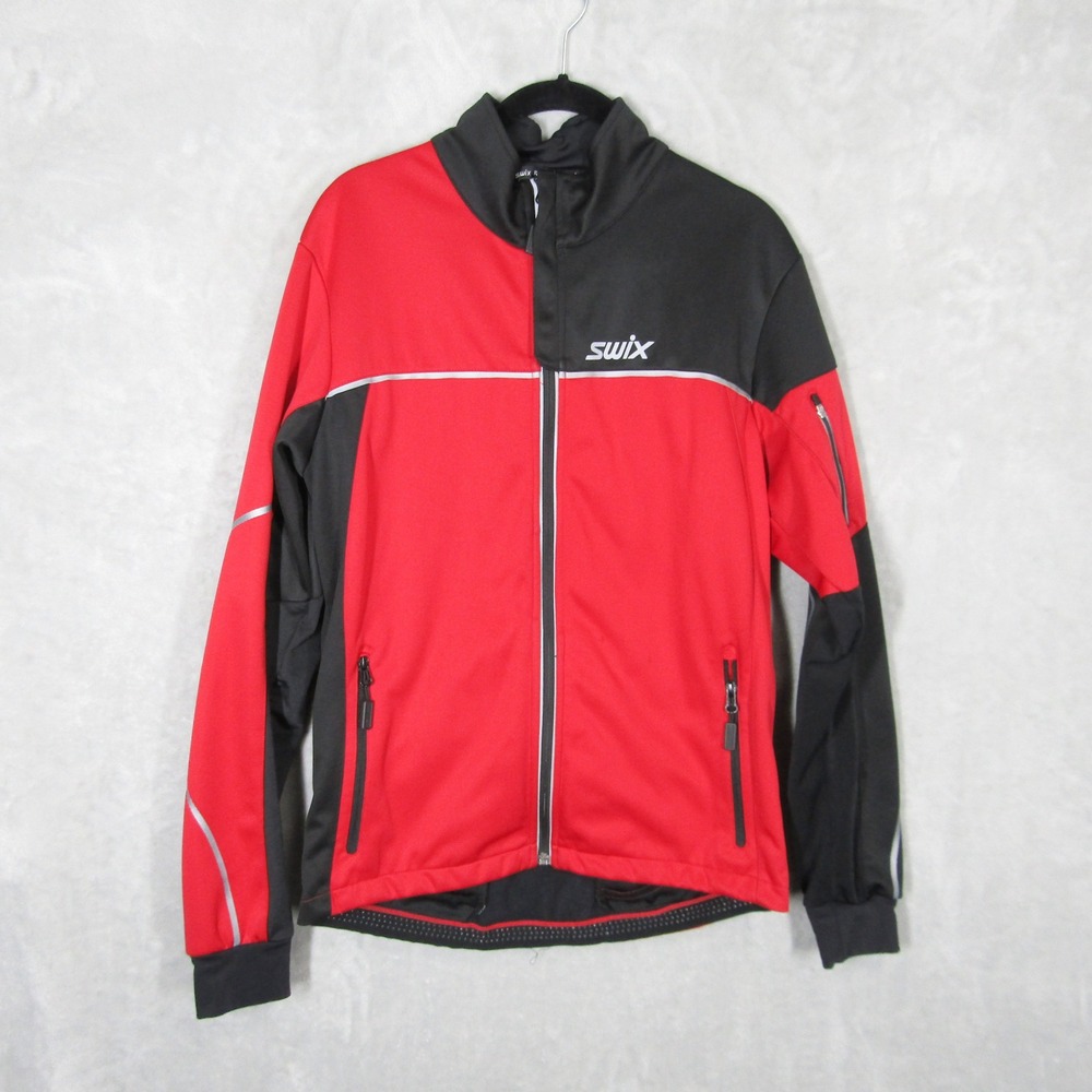 Swix Jacket Men Small Full Zip Red Black Activewear Softshell Outdoor